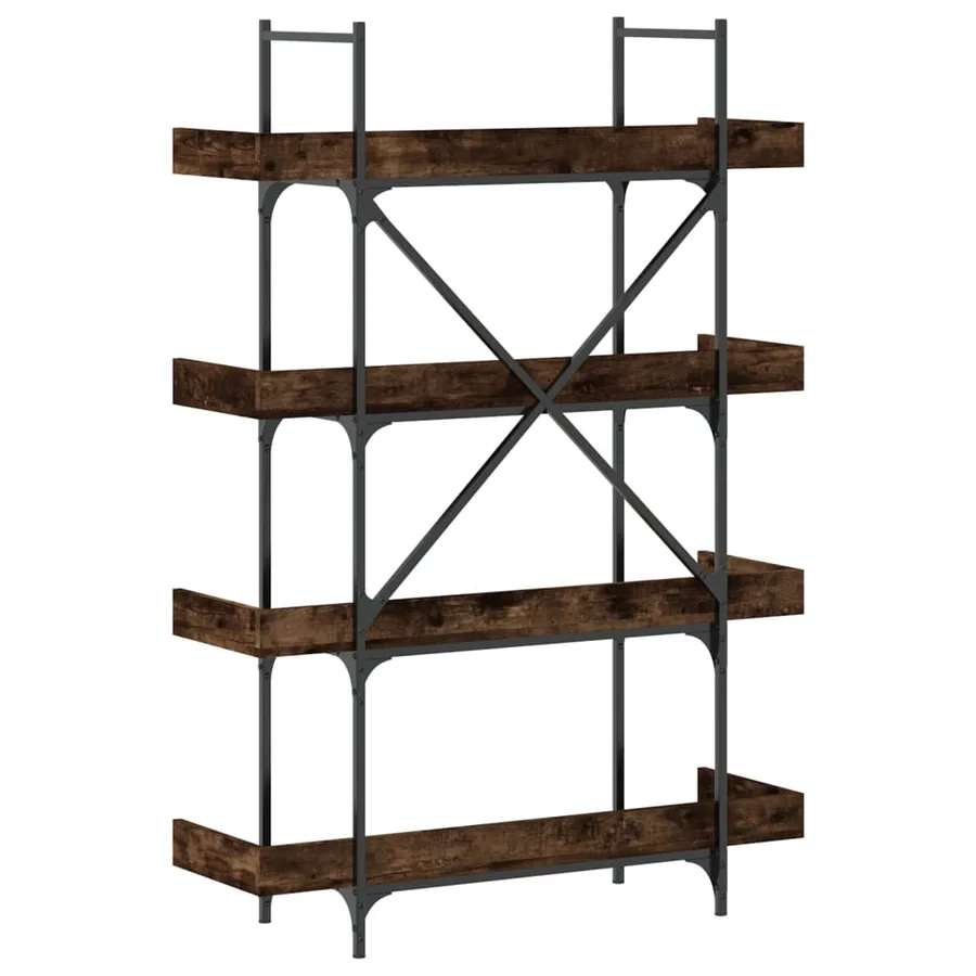 Bibliothèque à 4 niveaux chêne fumé 100x33x145,5 cm - 6