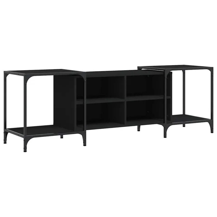 Meuble TV noir 153x37x50 cm bois d'ingénierie - 2