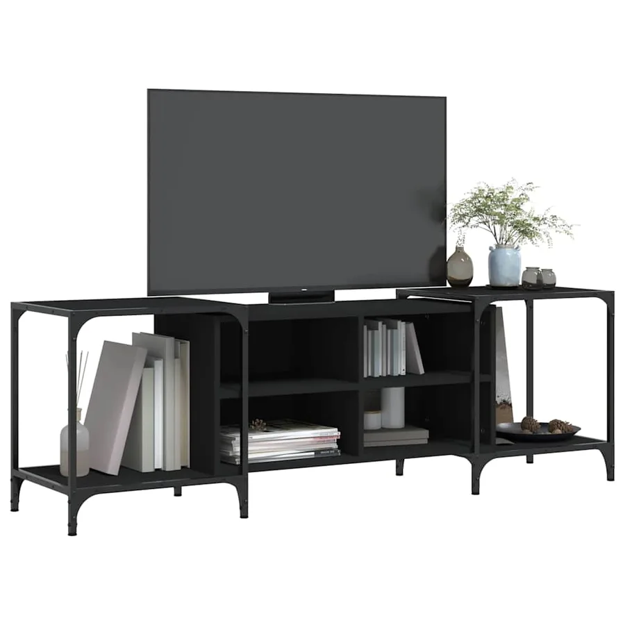 Meuble TV noir 153x37x50 cm bois d'ingénierie - 3