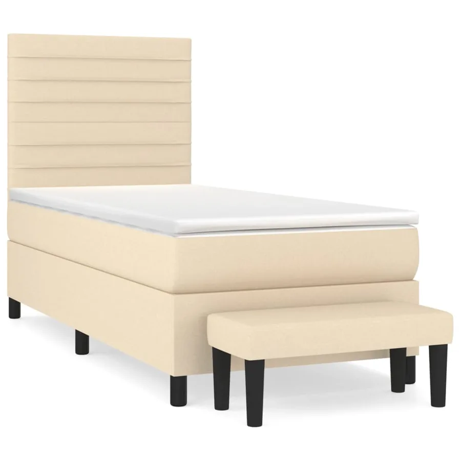 Sommier à lattes de lit avec matelas Crème 80x200 cm Tissu - 2