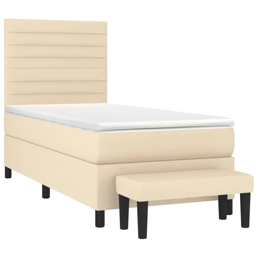 Sommier à lattes de lit avec matelas Crème 80x200 cm Tissu - 3