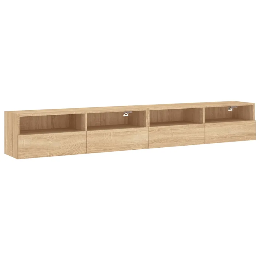 Meubles TV muraux 2pcs chêne sonoma 100x30x30cm bois ingénierie - 2
