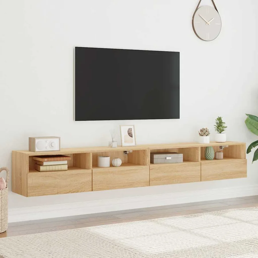 Meubles TV muraux 2pcs chêne sonoma 100x30x30cm bois ingénierie - 3