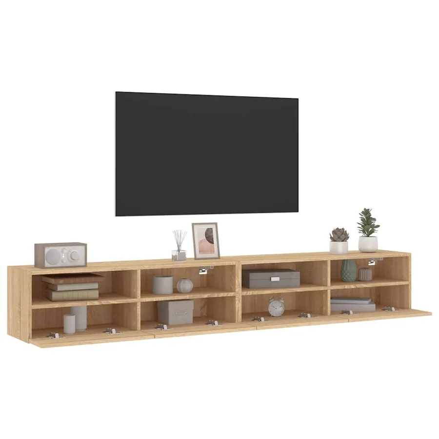 Meubles TV muraux 2pcs chêne sonoma 100x30x30cm bois ingénierie - 5