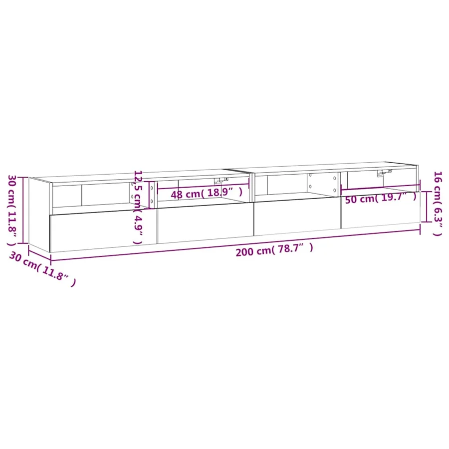 Meubles TV muraux 2pcs chêne fumé 100x30x30cm bois d'ingénierie - 13