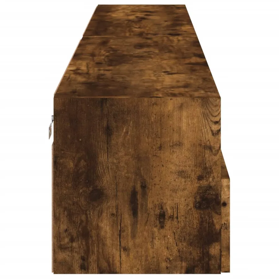 Meubles TV muraux 2pcs chêne fumé 100x30x30cm bois d'ingénierie - 8