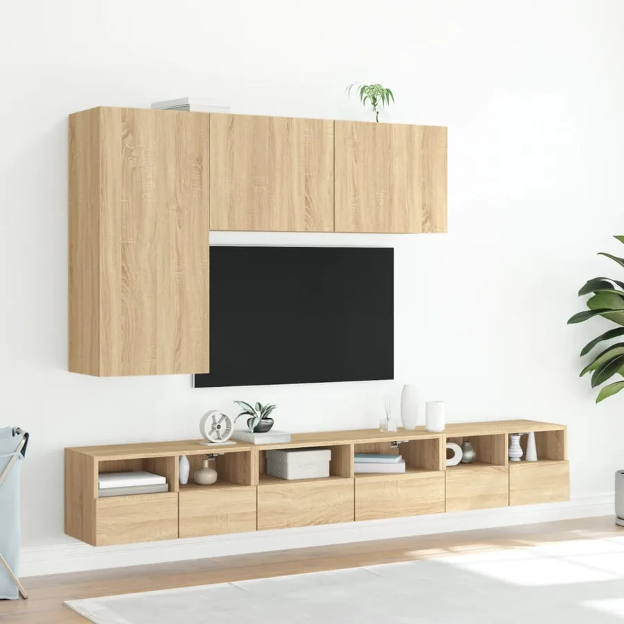 Meuble TV mural chêne sonoma 100x30x41 cm - 11