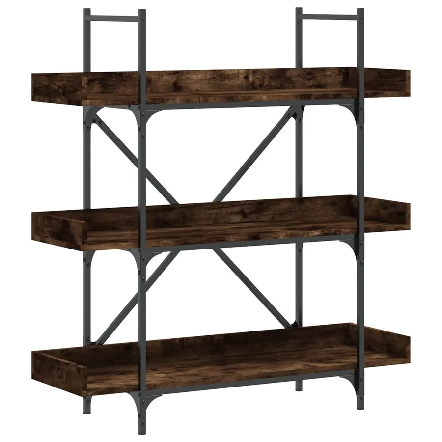 Bibliothèque à 3 niveaux chêne fumé 100x33x108,5 cm - 2