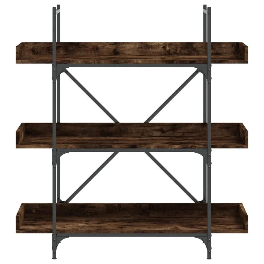 Bibliothèque à 3 niveaux chêne fumé 100x33x108,5 cm - 4