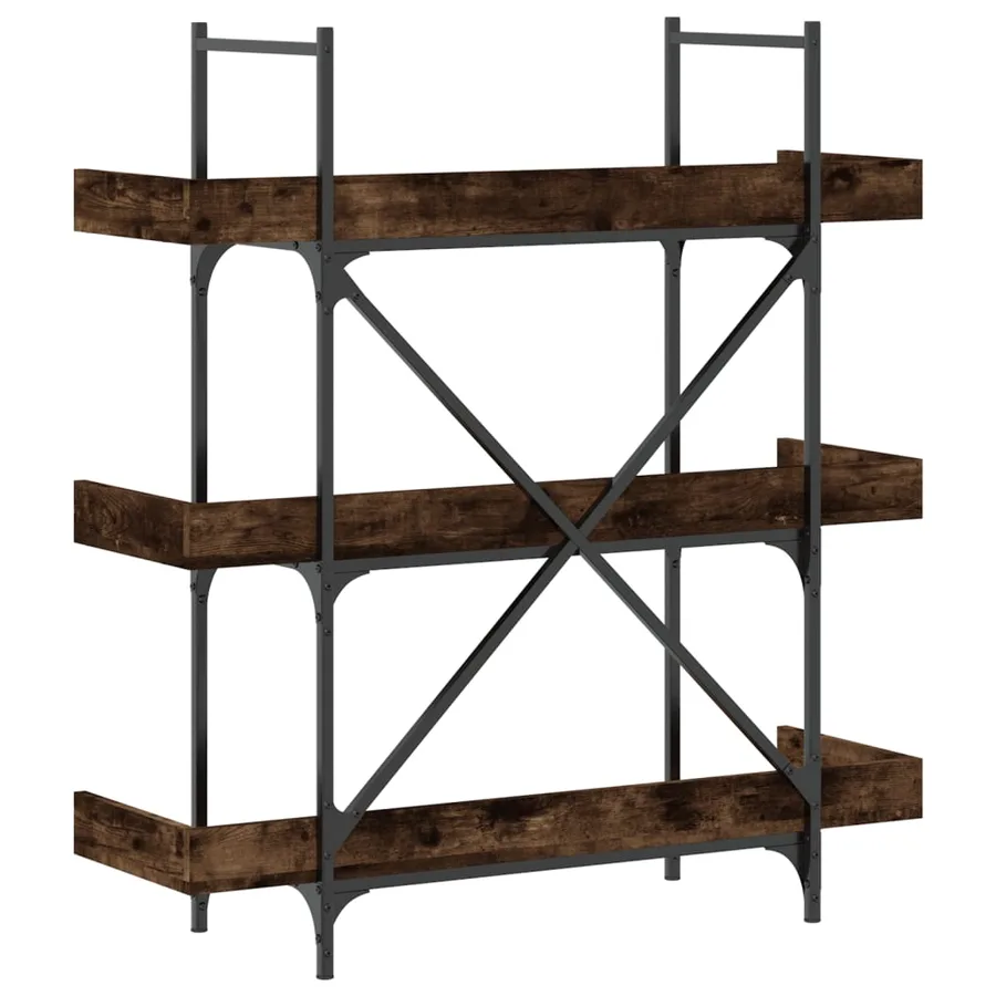 Bibliothèque à 3 niveaux chêne fumé 100x33x108,5 cm - 6
