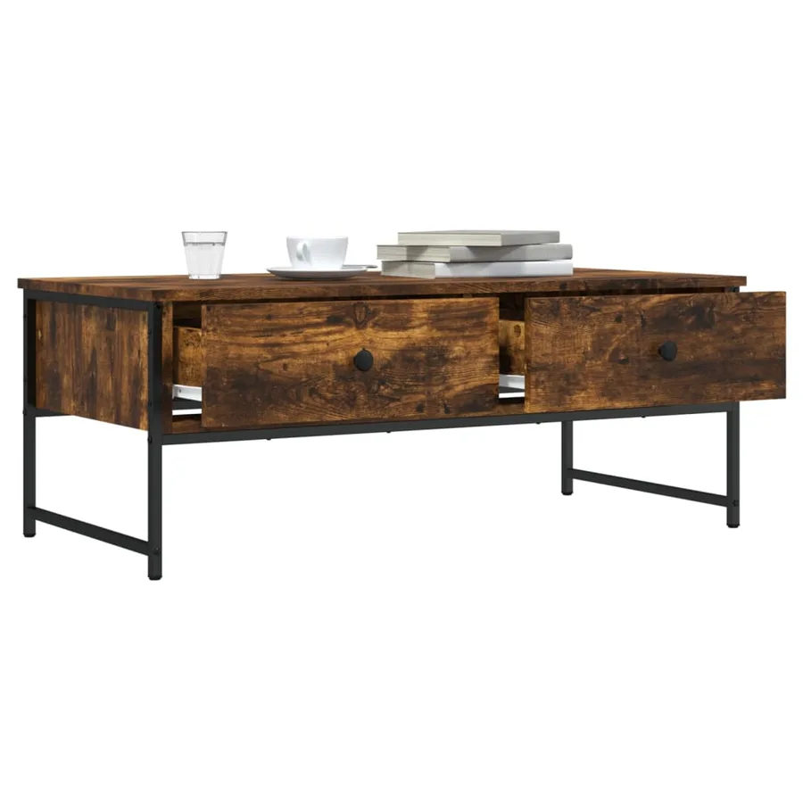 Table basse chêne fumé 101x49x39,5 cm bois d'ingénierie - 4