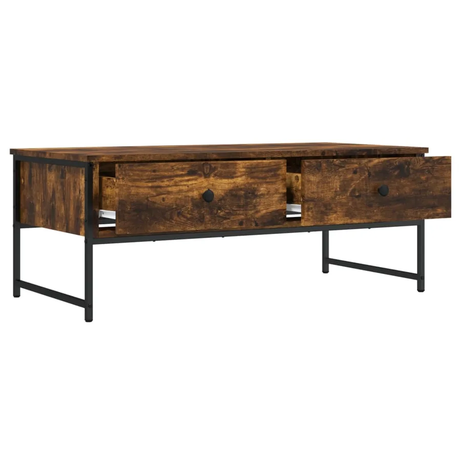 Table basse chêne fumé 101x49x39,5 cm bois d'ingénierie - 5