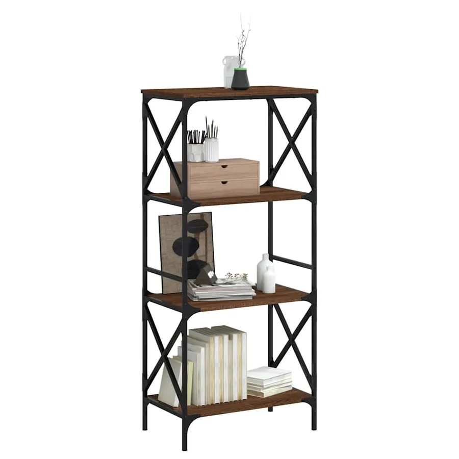 Bibliothèque 4 niveaux chêne brun 59x35x132cm bois d'ingénierie - 3