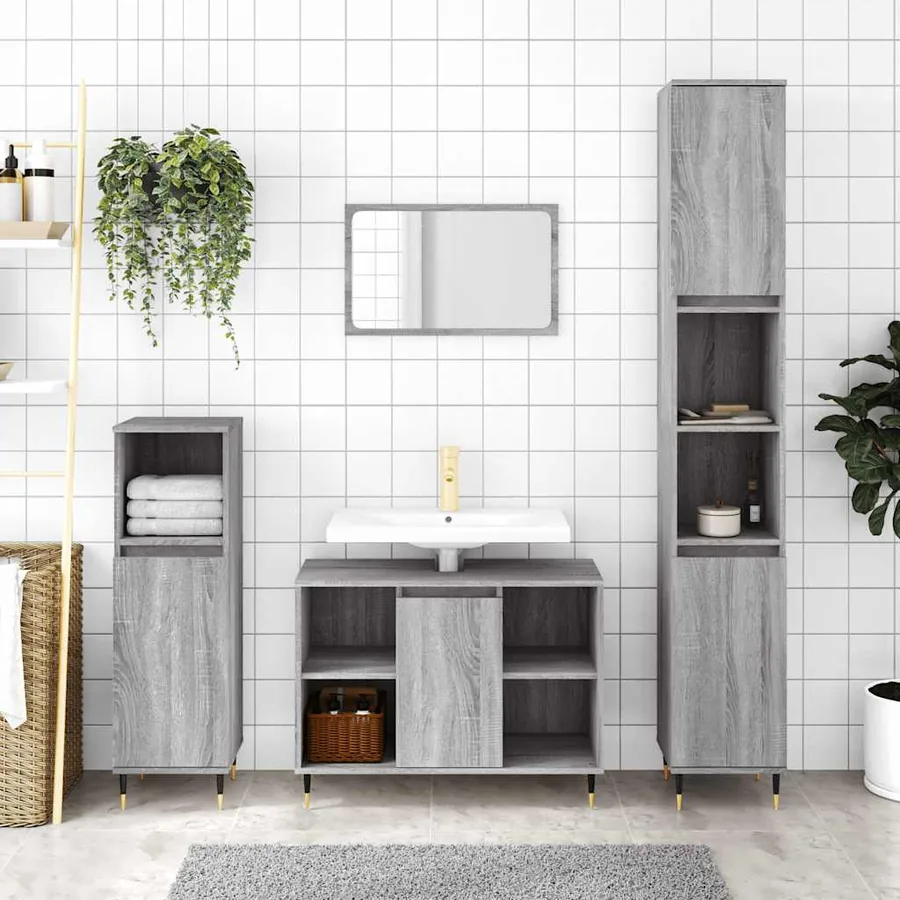 Armoire salle de bain sonoma gris 30x30x100 cm