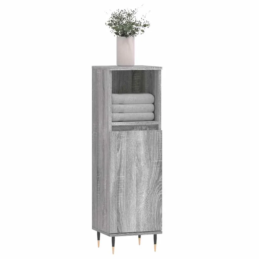 Armoire salle de bain sonoma gris 30x30x100 cm - 3