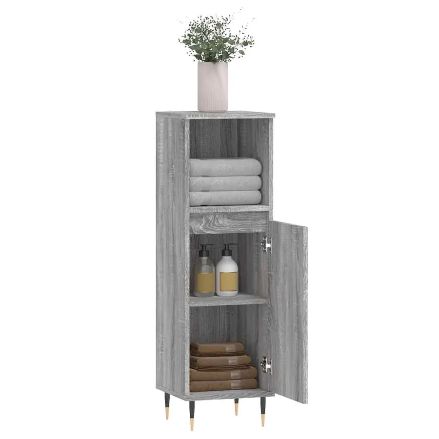 Armoire salle de bain sonoma gris 30x30x100 cm - 4