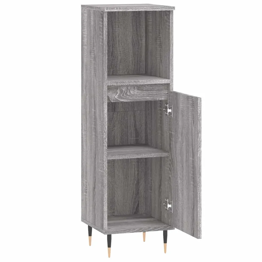 Armoire salle de bain sonoma gris 30x30x100 cm - 6