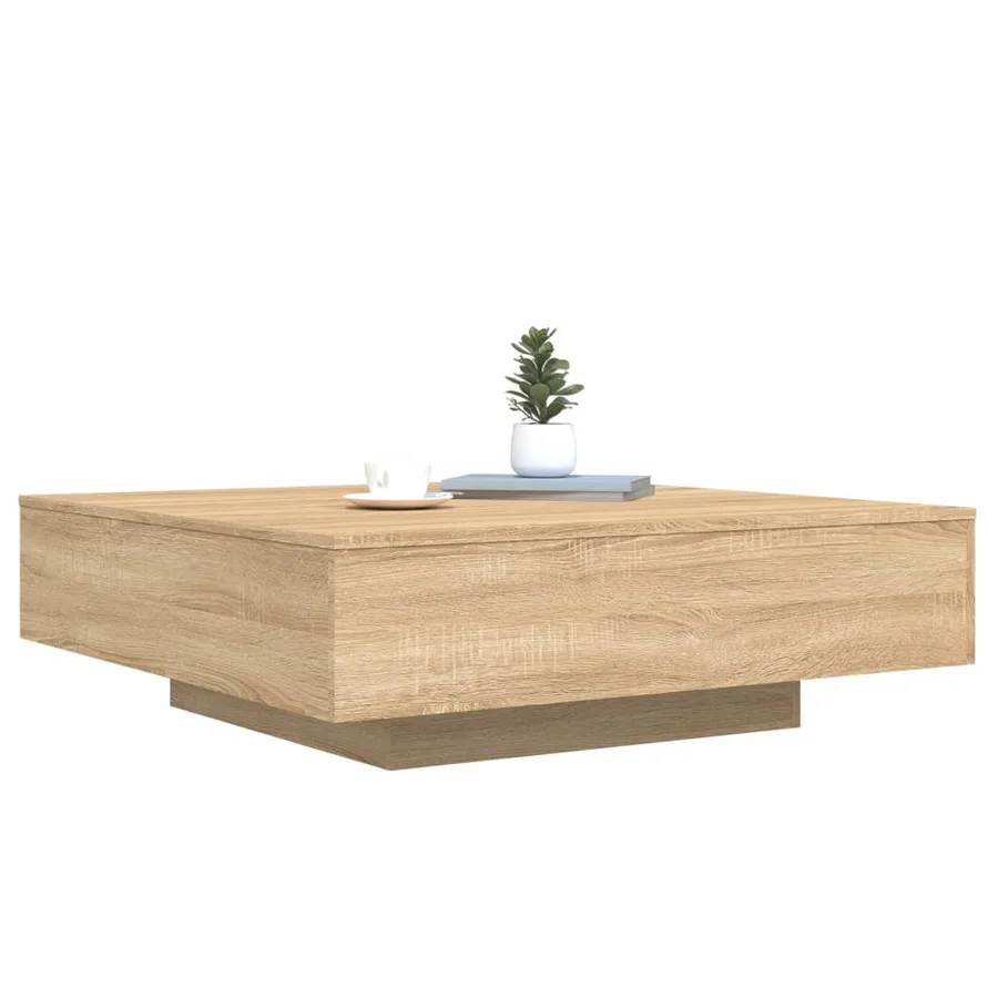 Table basse avec lumières LED chêne sonoma 100x100x31 cm - 5