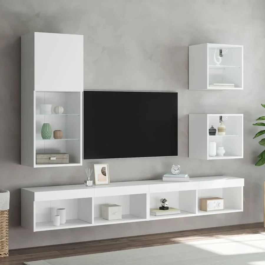 Meuble TV avec lumières LED blanc 40,5x30x102 cm - 3