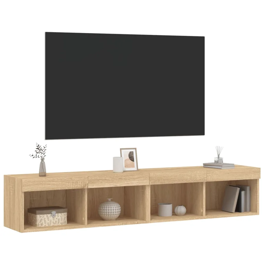 Meubles TV avec lumières LED 2 pcs chêne sonoma 80x30x30 cm - 6