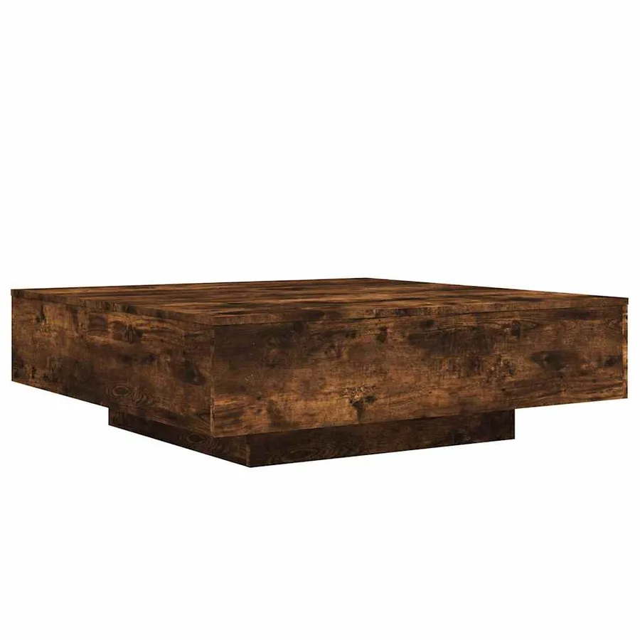 Table basse avec lumières LED chêne fumé 100x100x31 cm - 3