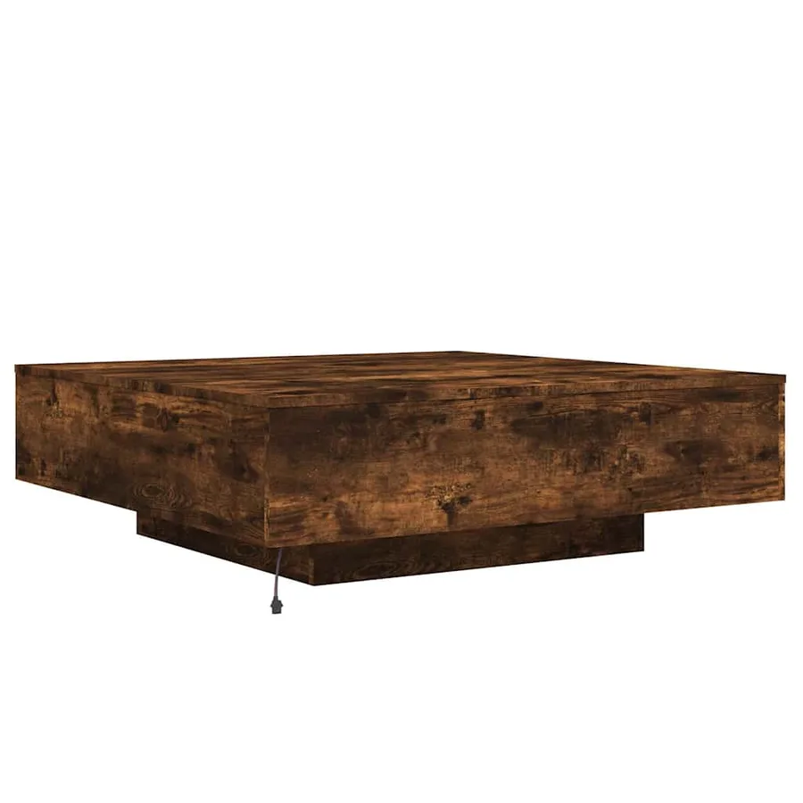 Table basse avec lumières LED chêne fumé 100x100x31 cm - 8