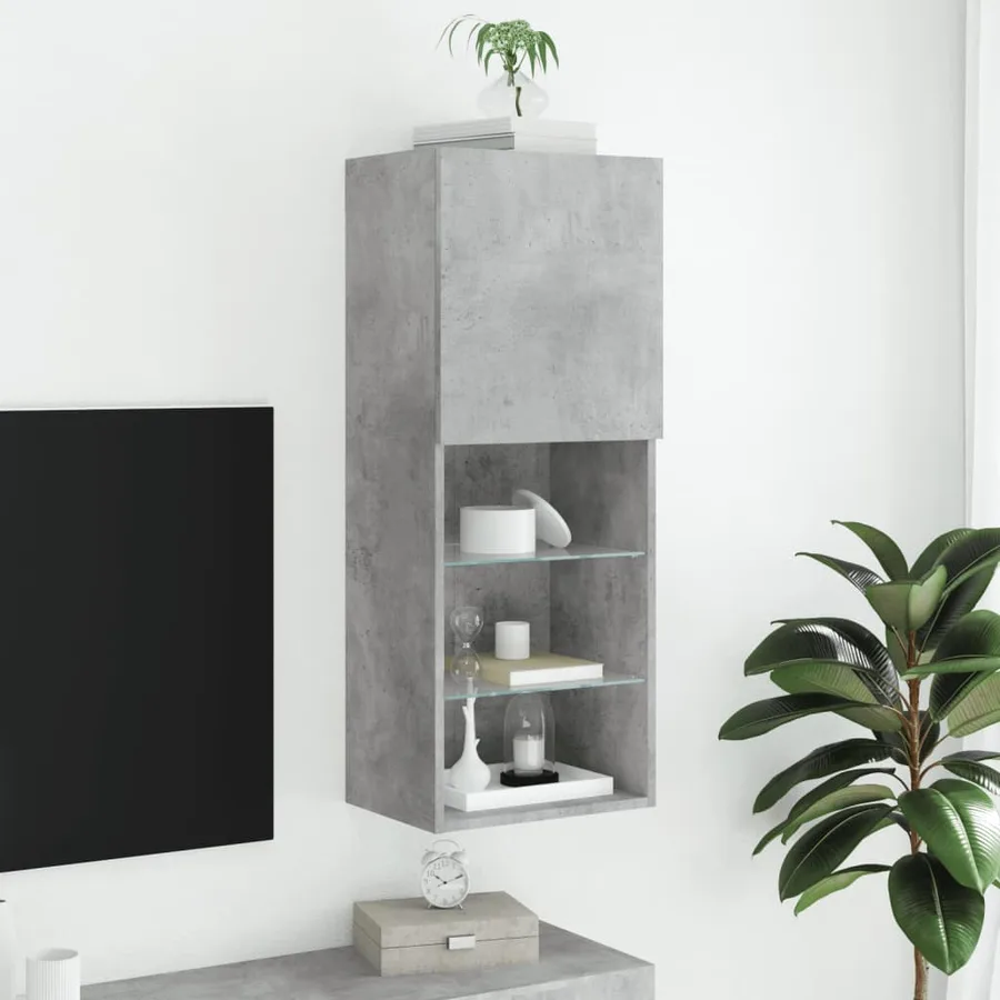 Meuble TV avec lumières LED gris béton 40,5x30x102 cm - 4