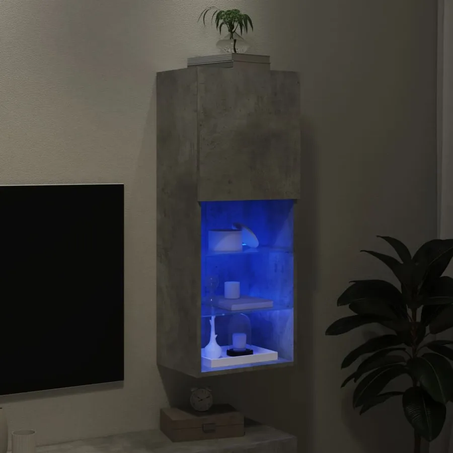 Meuble TV avec lumières LED gris béton 40,5x30x102 cm - 5