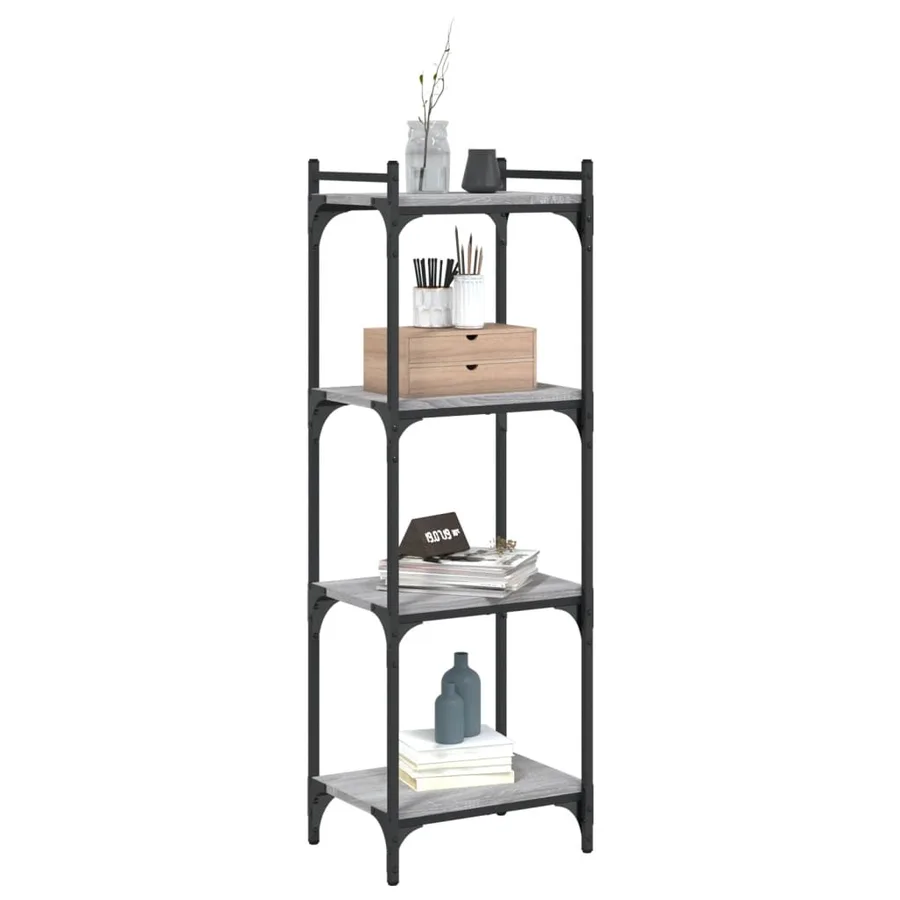 Bibliothèque à 4 niveaux sonoma gris 40x30x120 cm - 3