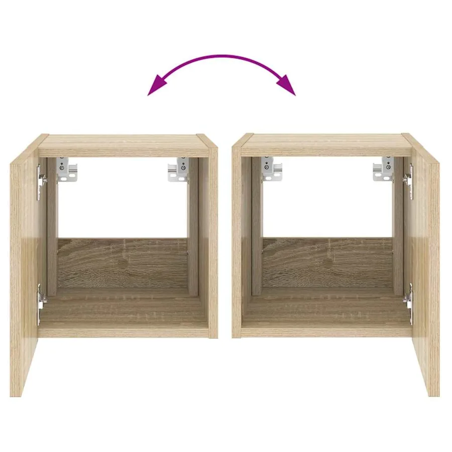 Meubles TV muraux lumières LED 2 pcs chêne sonoma 30,5x35x30 cm - 13