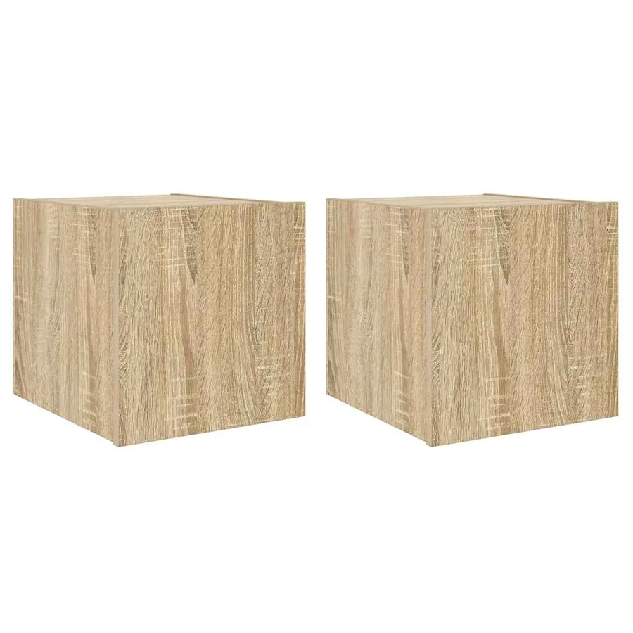 Meubles TV muraux lumières LED 2 pcs chêne sonoma 30,5x35x30 cm - 2