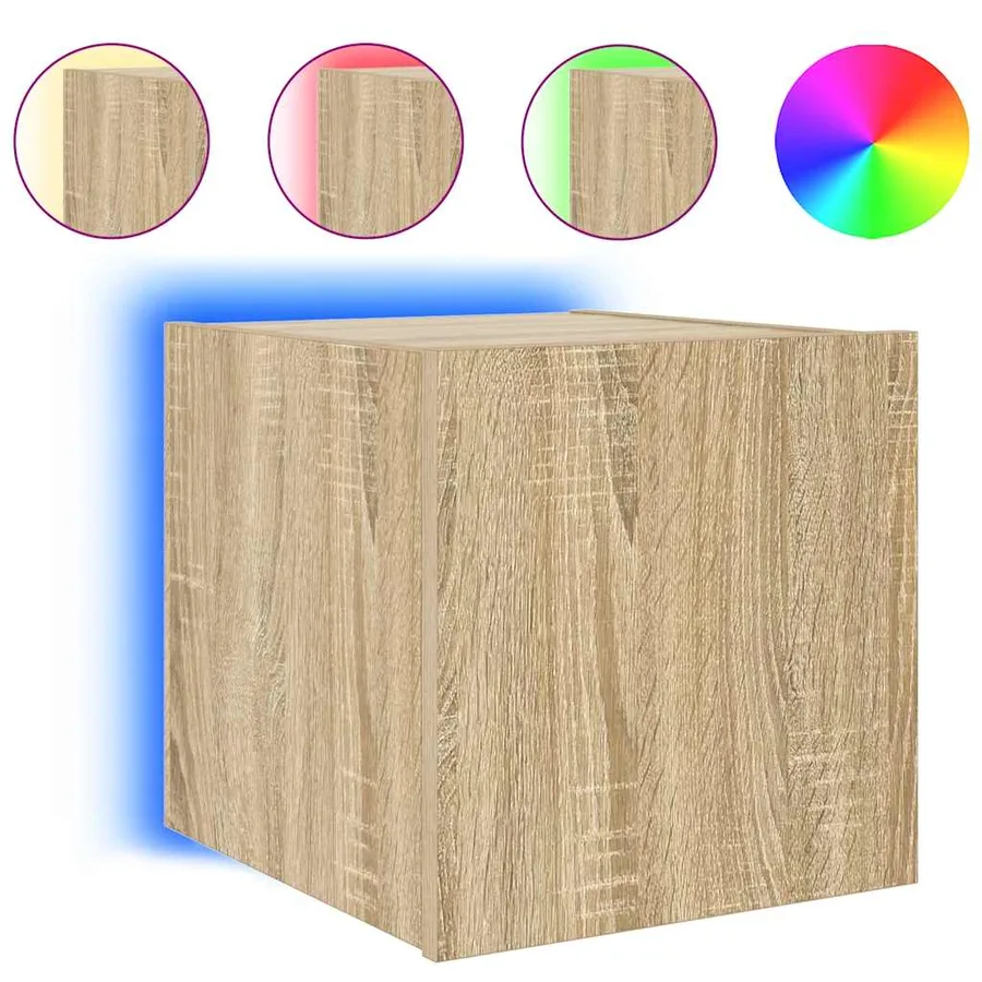 Meubles TV muraux lumières LED 2 pcs chêne sonoma 30,5x35x30 cm - 7