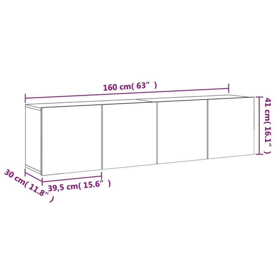 Meubles TV muraux 2 pcs chêne fumé 80x30x41 cm - 13