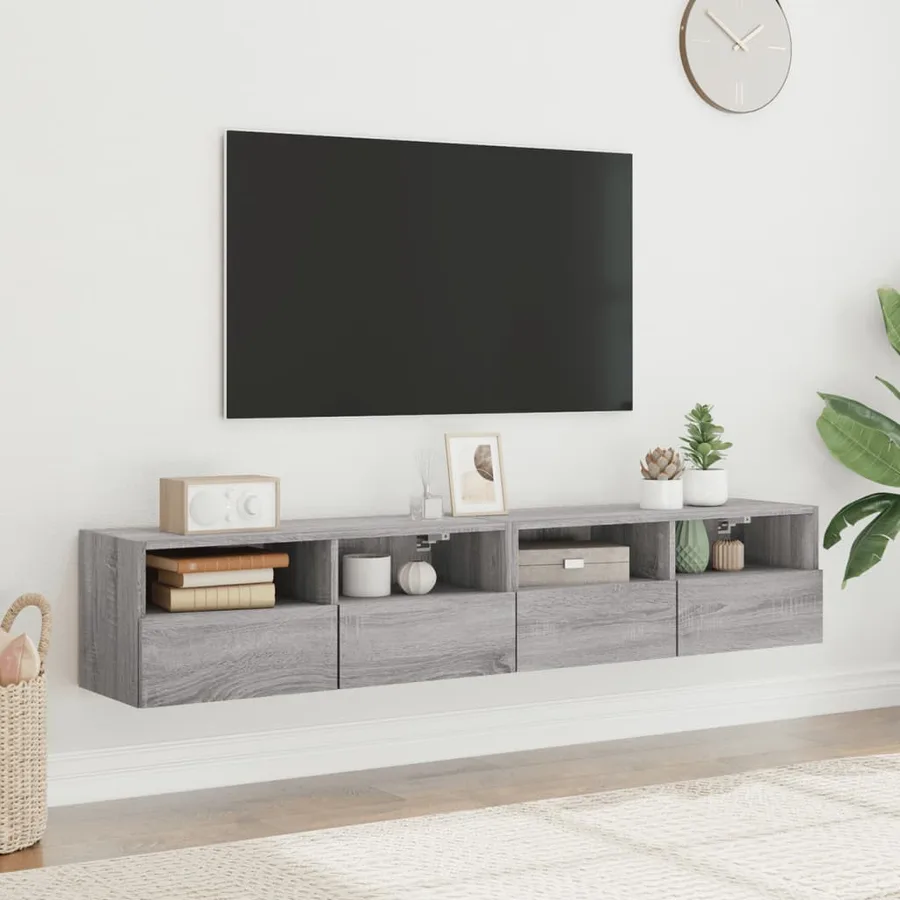 Meubles TV muraux 2pcs sonoma gris 80x30x30cm bois d'ingénierie - 3