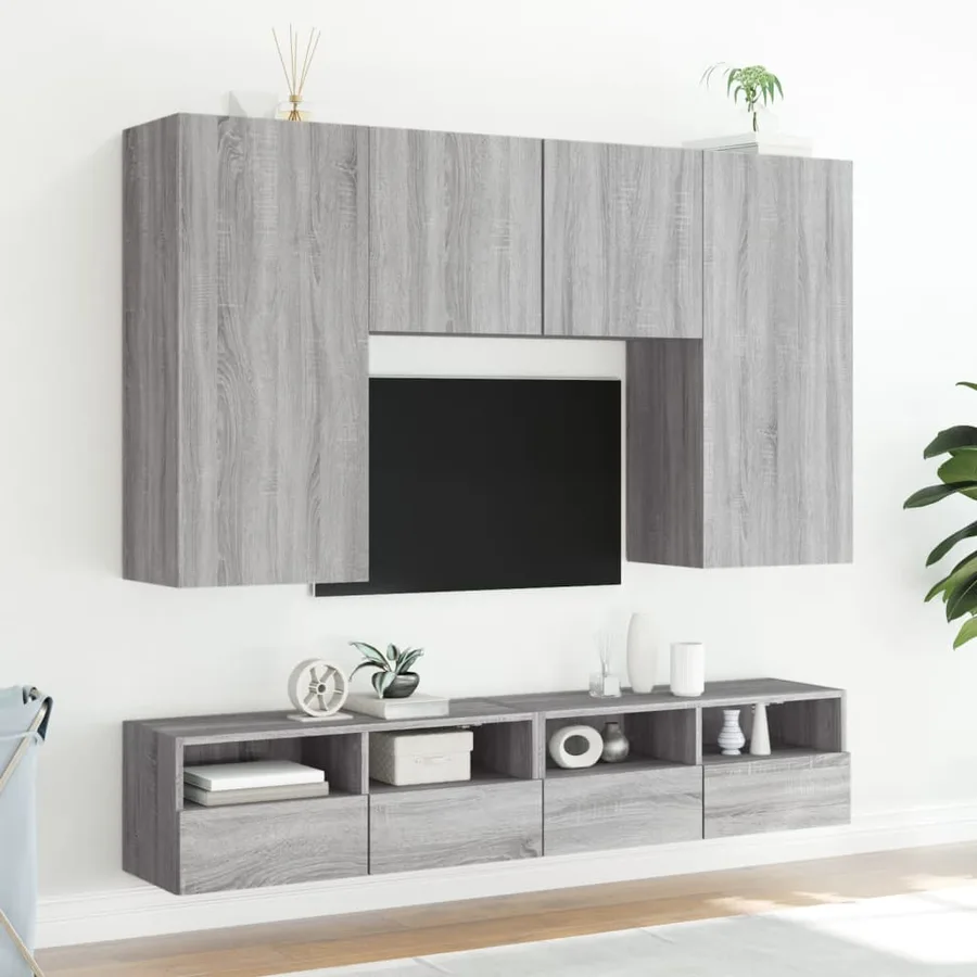 Meubles TV muraux 2pcs sonoma gris 80x30x30cm bois d'ingénierie - 4