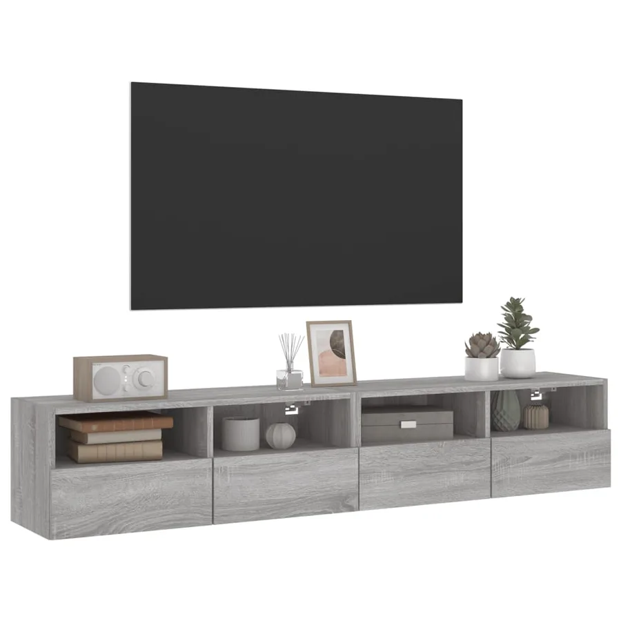Meubles TV muraux 2pcs sonoma gris 80x30x30cm bois d'ingénierie - 5