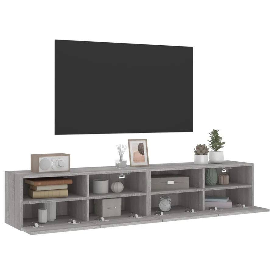Meubles TV muraux 2pcs sonoma gris 80x30x30cm bois d'ingénierie - 6