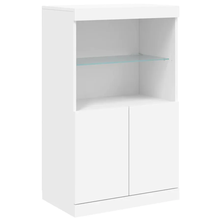 Buffet avec lumières LED blanc 60,5x37x100 cm - 3