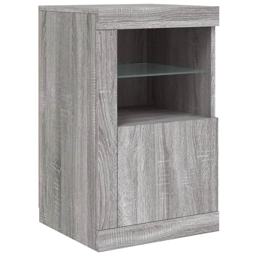 Buffet avec lumières LED sonoma gris 123x37x67 cm - 9