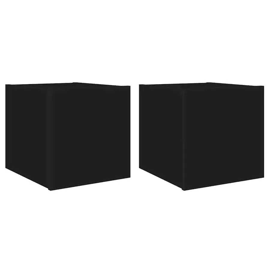 Meubles TV muraux avec lumières LED 2 pcs noir 30,5x35x30 cm - 2