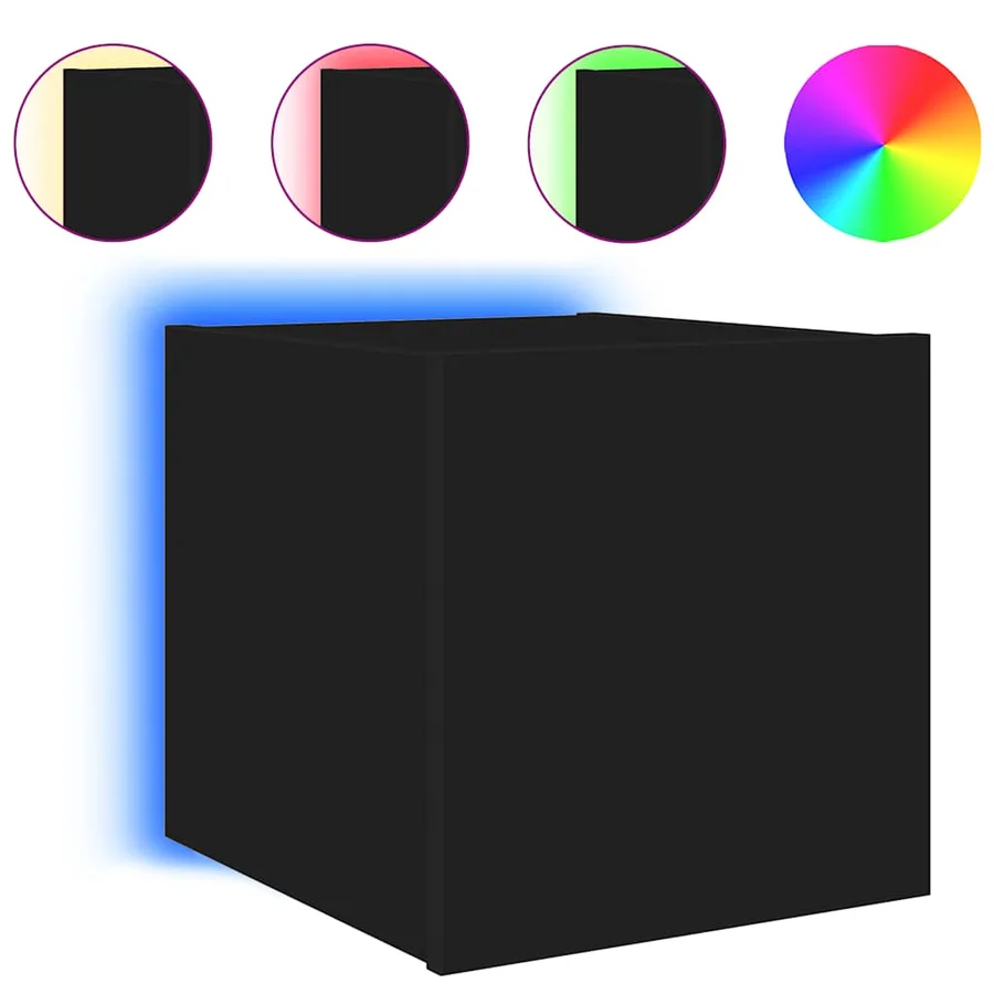 Meubles TV muraux avec lumières LED 2 pcs noir 30,5x35x30 cm - 7