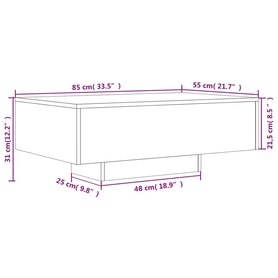 Table basse avec lumières LED noir 85x55x31 cm - 14