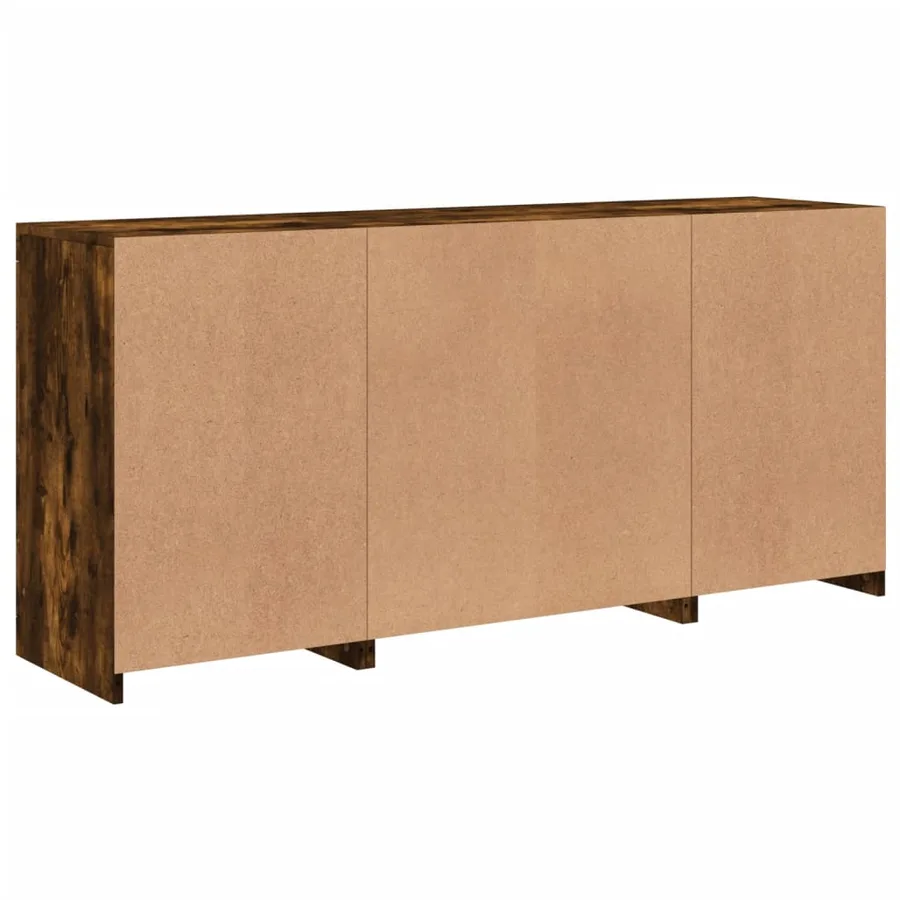 Buffet avec lumières LED chêne fumé 142,5x37x67 cm - 8