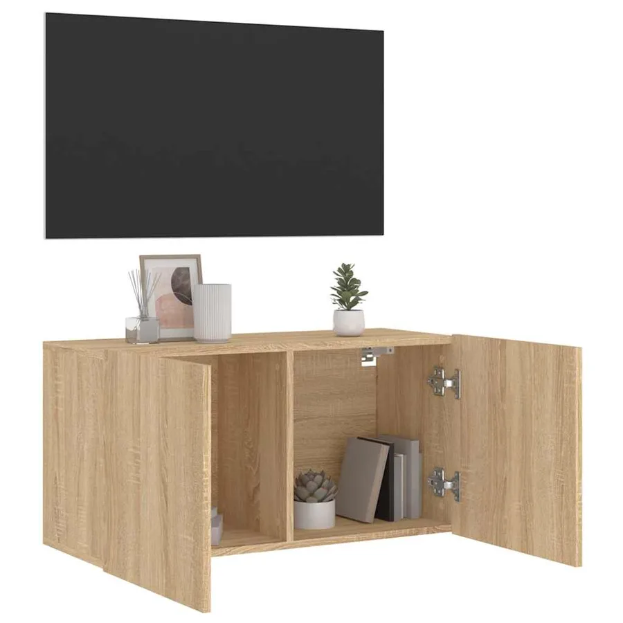 Meuble TV mural chêne sonoma 80x30x41 cm - 4