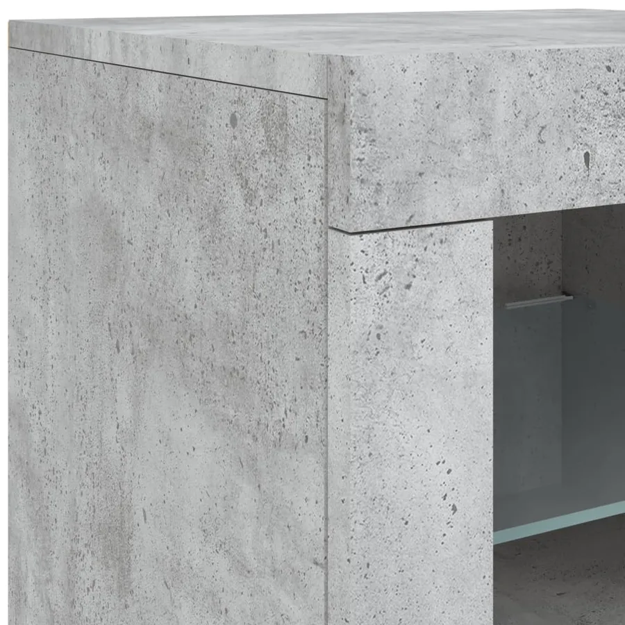 Buffet avec lumières LED gris béton 283x37x67 cm - 11