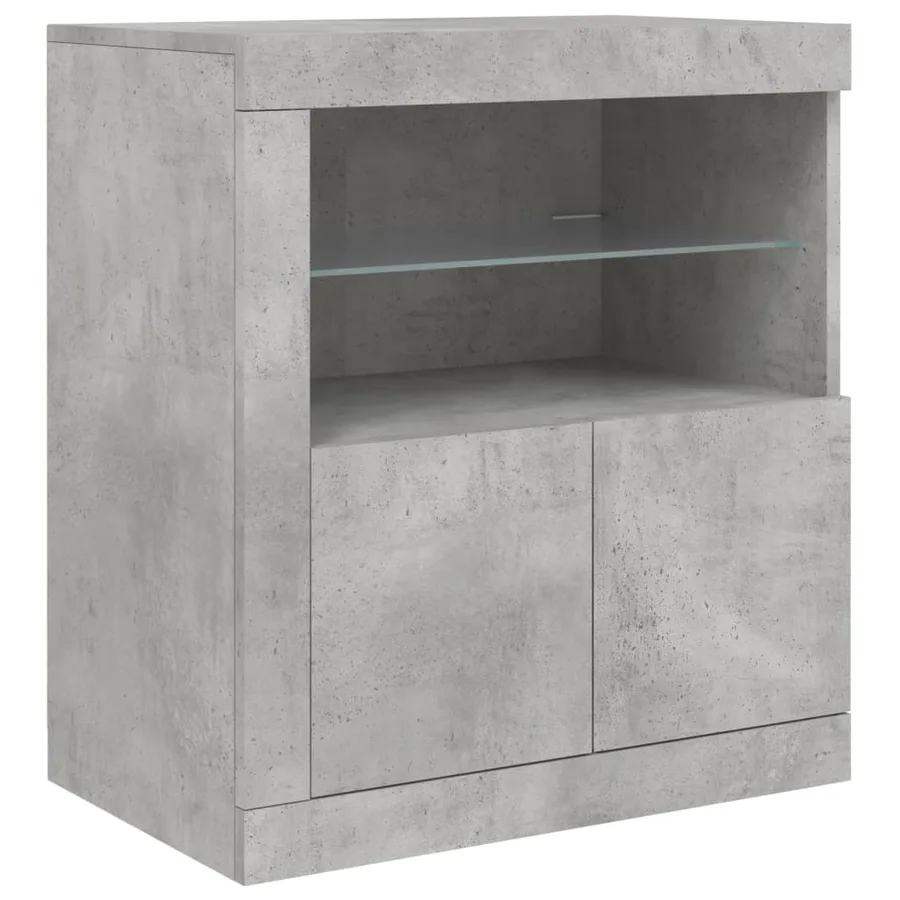 Buffet avec lumières LED gris béton 202x37x67 cm - 10