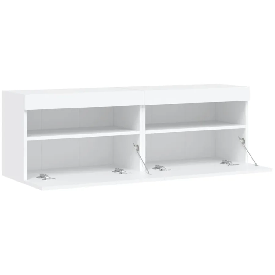 Meubles TV muraux avec lumières LED 2 pcs blanc 60x30x40 cm - 8