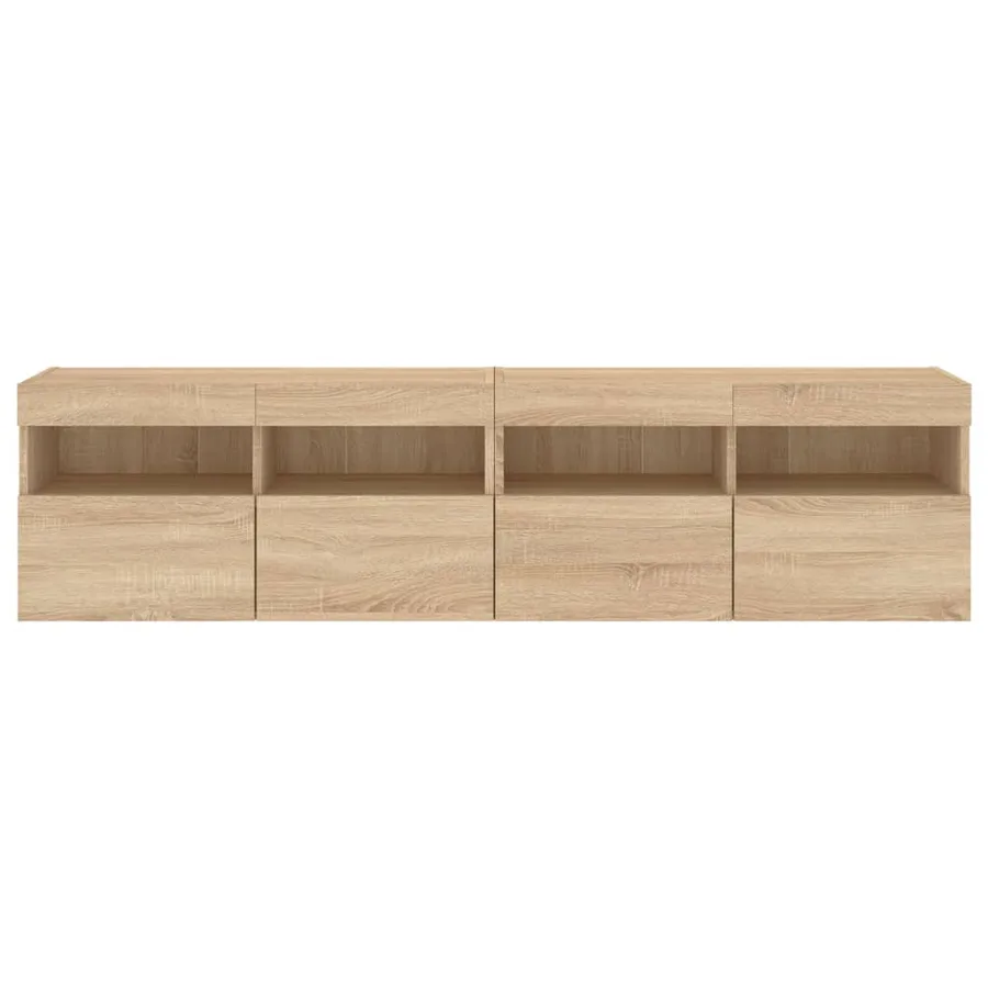 Meubles TV muraux lumières LED 2 pcs chêne sonoma 80x30x40 cm - 9