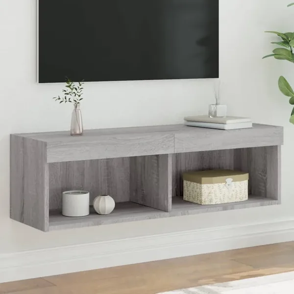 Meuble TV avec lumières LED sonoma gris 100x30x30 cm