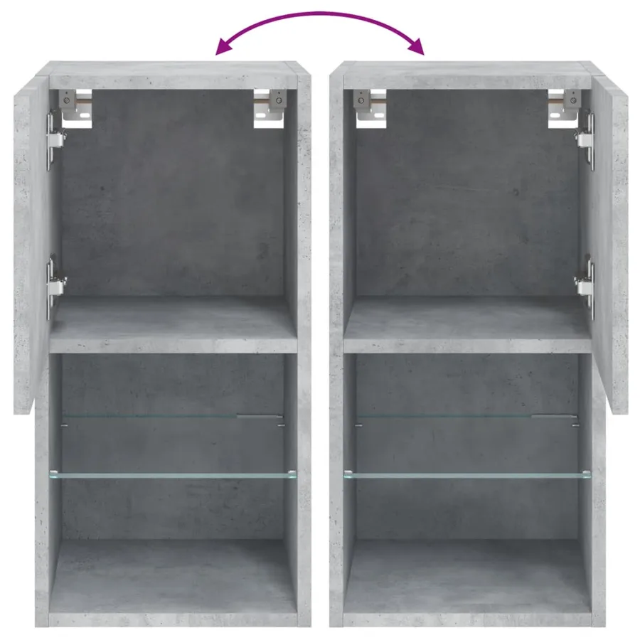 Meubles TV avec lumières LED 2 pcs gris béton 30,5x30x60 cm - 12